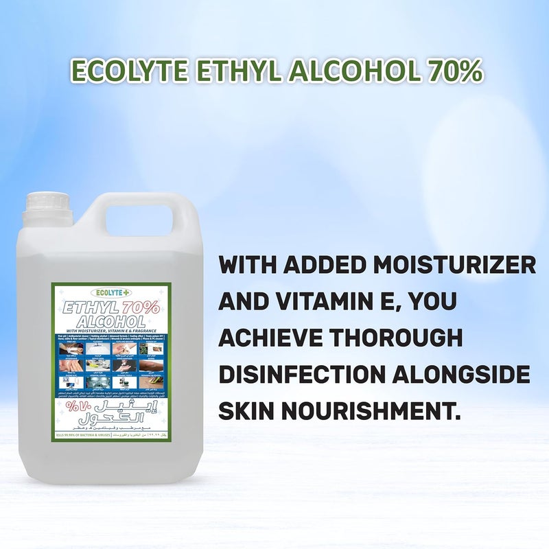 ECOLYTE+ مطهر كحول إيثيلي 70% - 5 لتر - Image 4